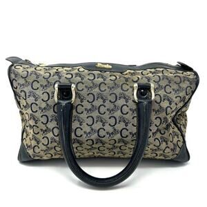 Celine Vintage Triomphe Blue Horse Macadam Boston Bag